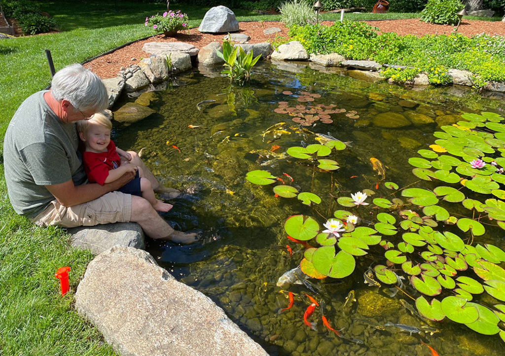 Pond with people